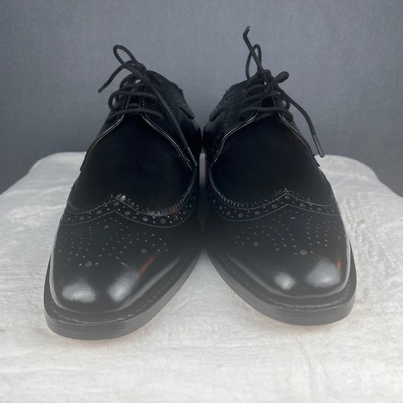 Anthony Veer Handcrafted Black Leather Wingtip Oxford Dress Shoes - Picture 3 of 8